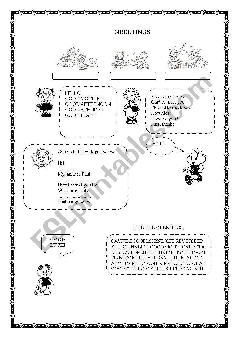 Greetings worksheet