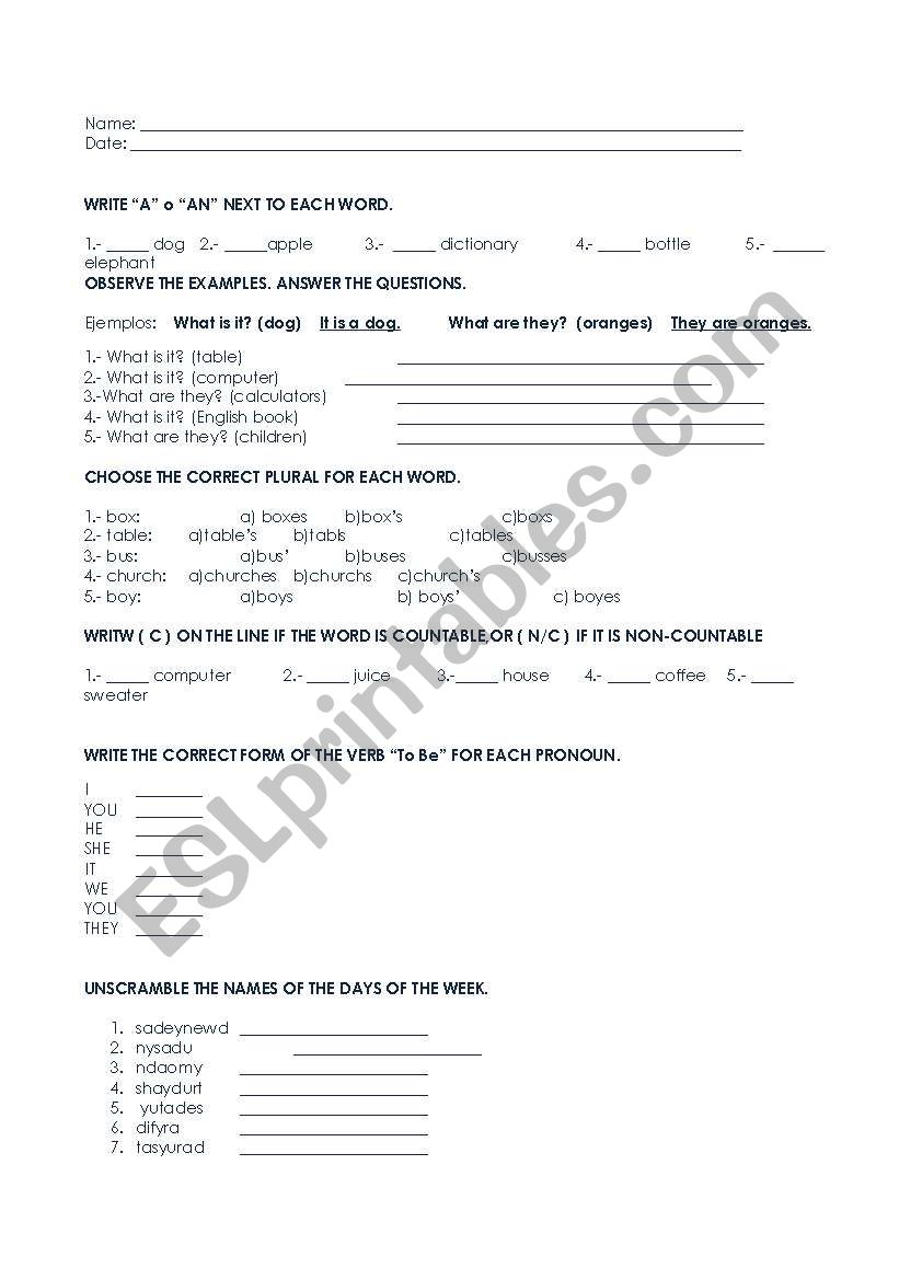 QUIZ worksheet