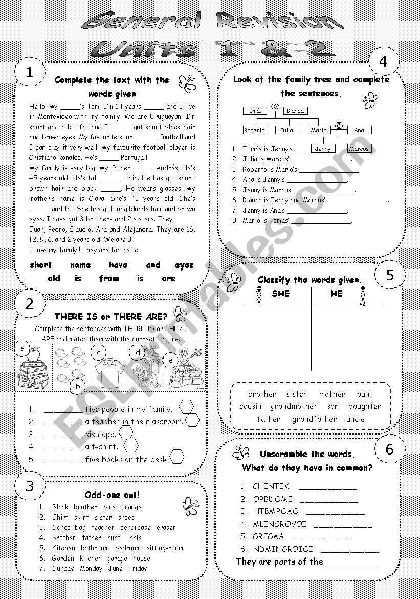 General revision Units 1 & 2 worksheet