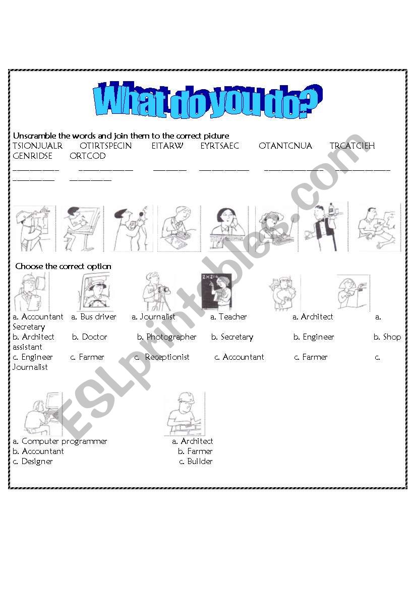 What do you do? worksheet
