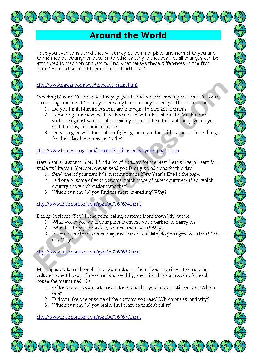 Around the World worksheet