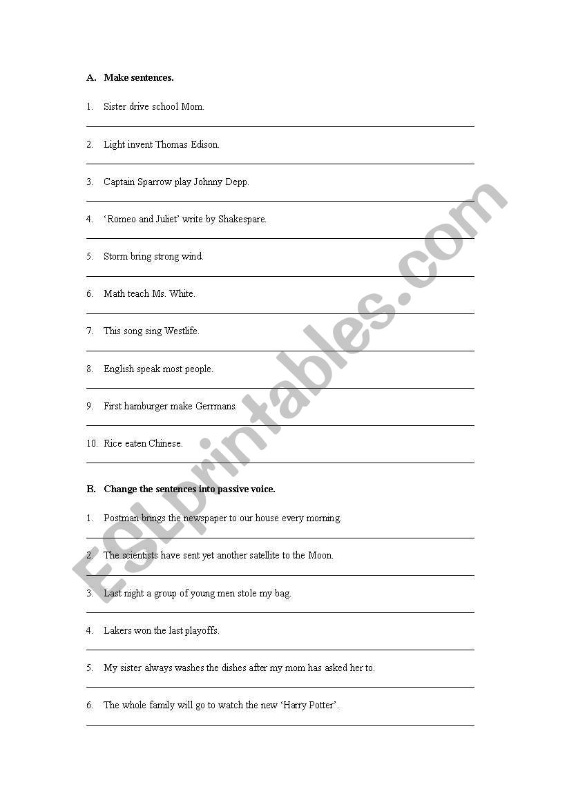 Passive Voice worksheet