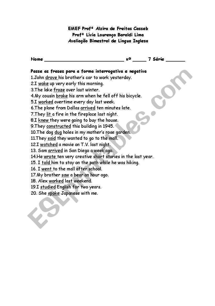 Simple past worksheet