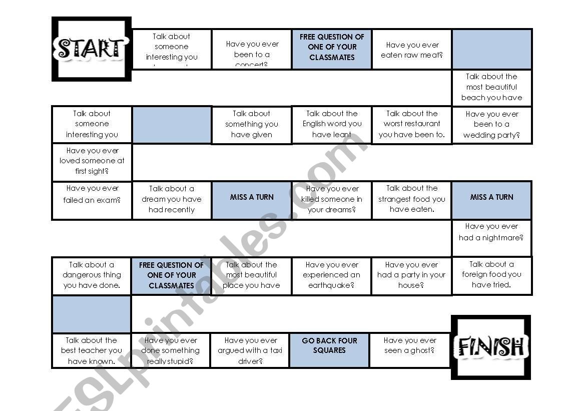 Present Perfect Board Game worksheet