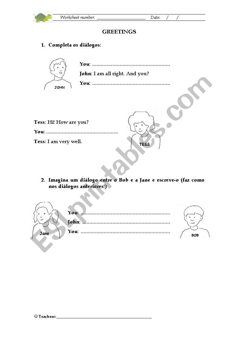 Greetings worksheet