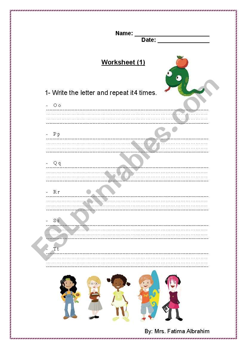 Worksheet for Alphabetic  - O to T