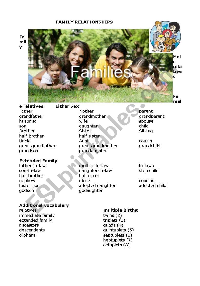 Family terms (including multiple births