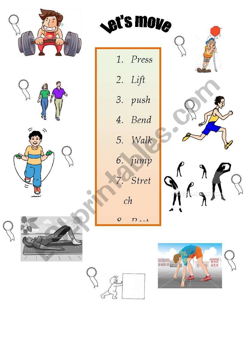 aerobics verbs worksheet