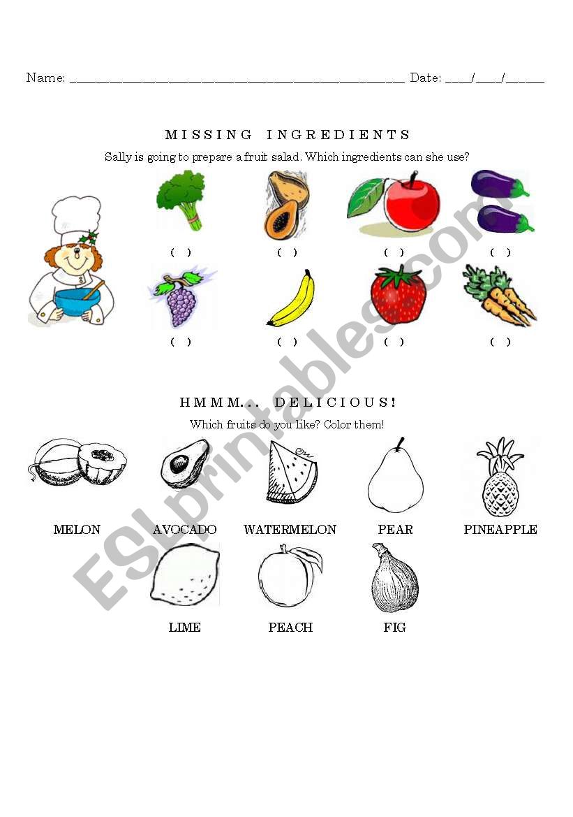 Fruits worksheet