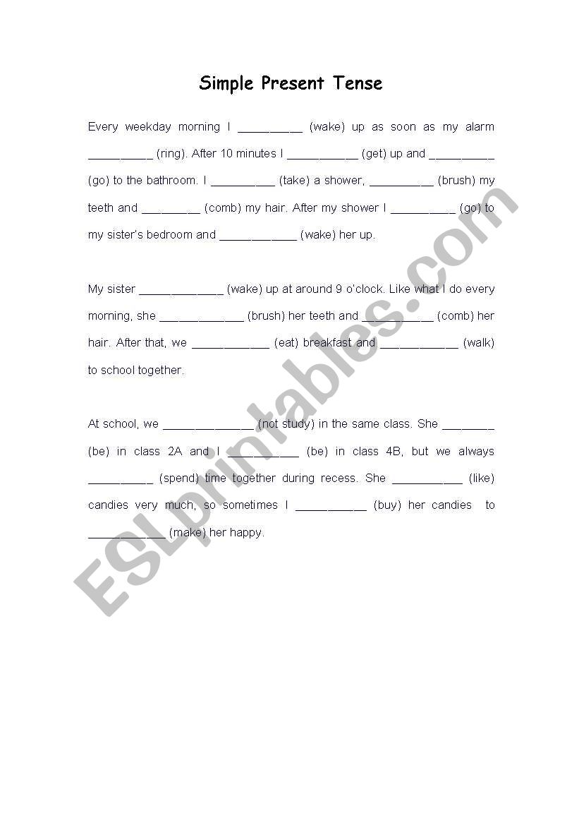 Simple Present Tense worksheet