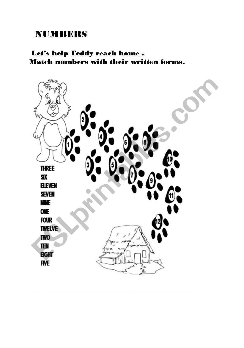 teddys  footprints worksheet