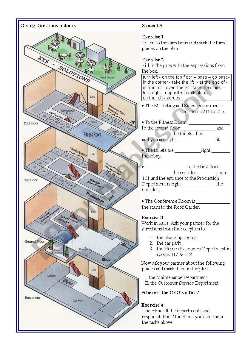 Giving Directions Indoors - Departments - Students WS