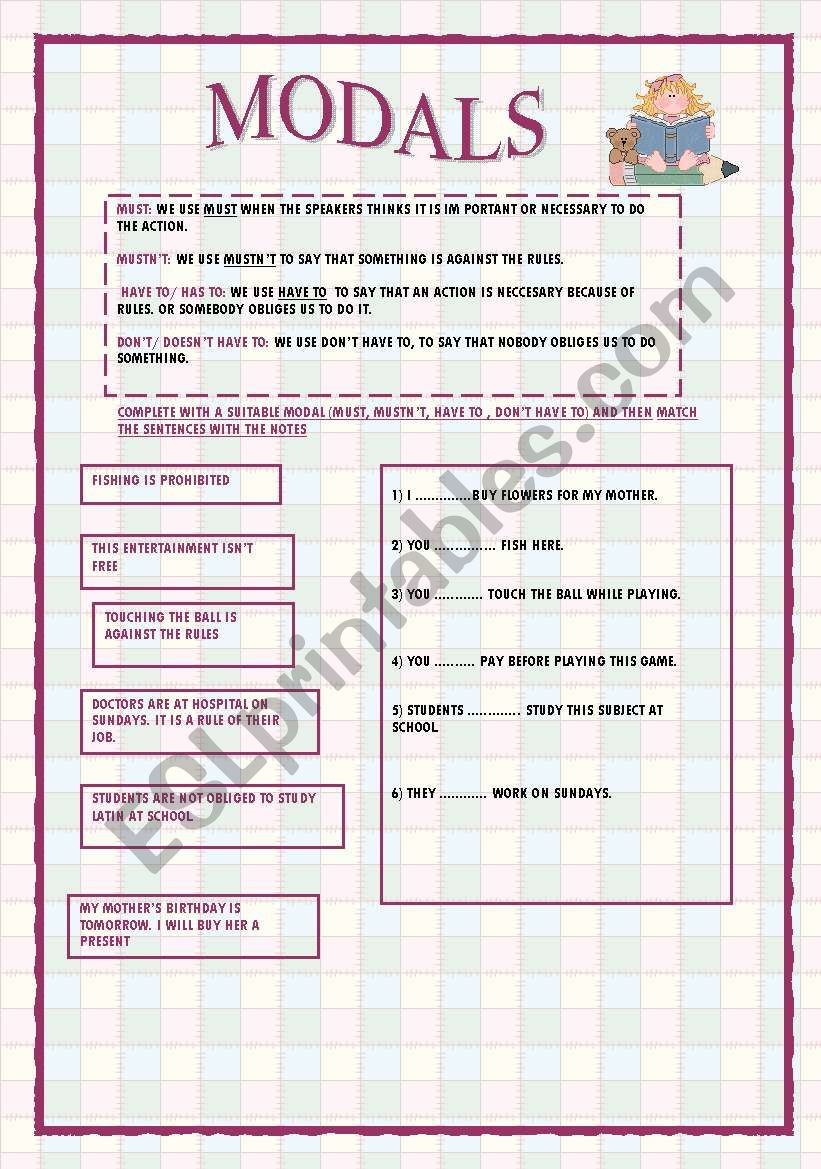 MODALS worksheet