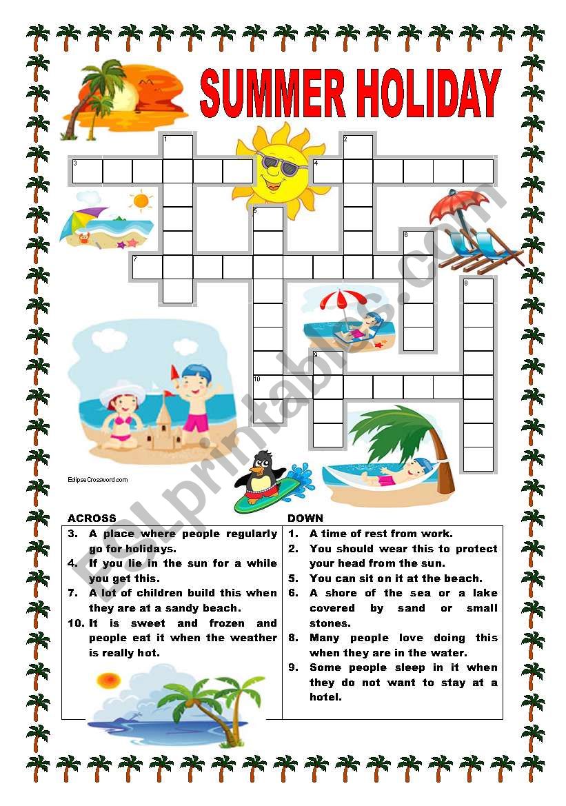 English Worksheets Summer Holidays