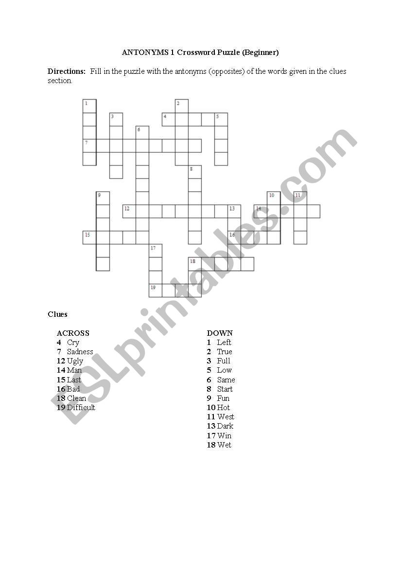 antonyms worksheet