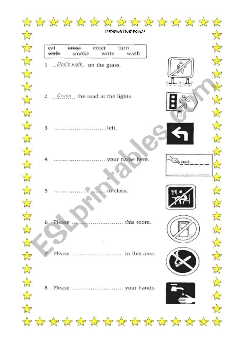 Imperative Form worksheet