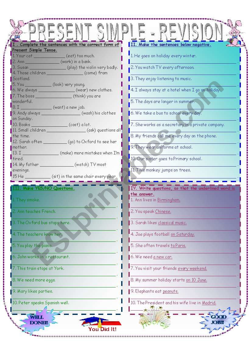 PRESENT SIMPLE - REVISION worksheet