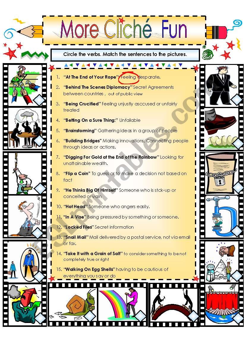 More ClichÃ© Fun: Idiom Exercise 