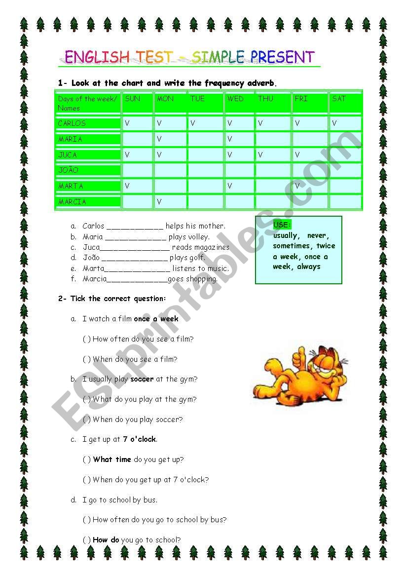 Present Simple - Test worksheet