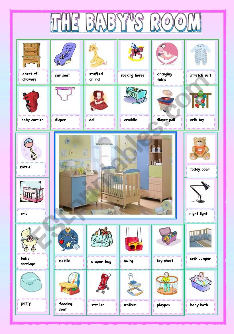 The babys room pictionary worksheet