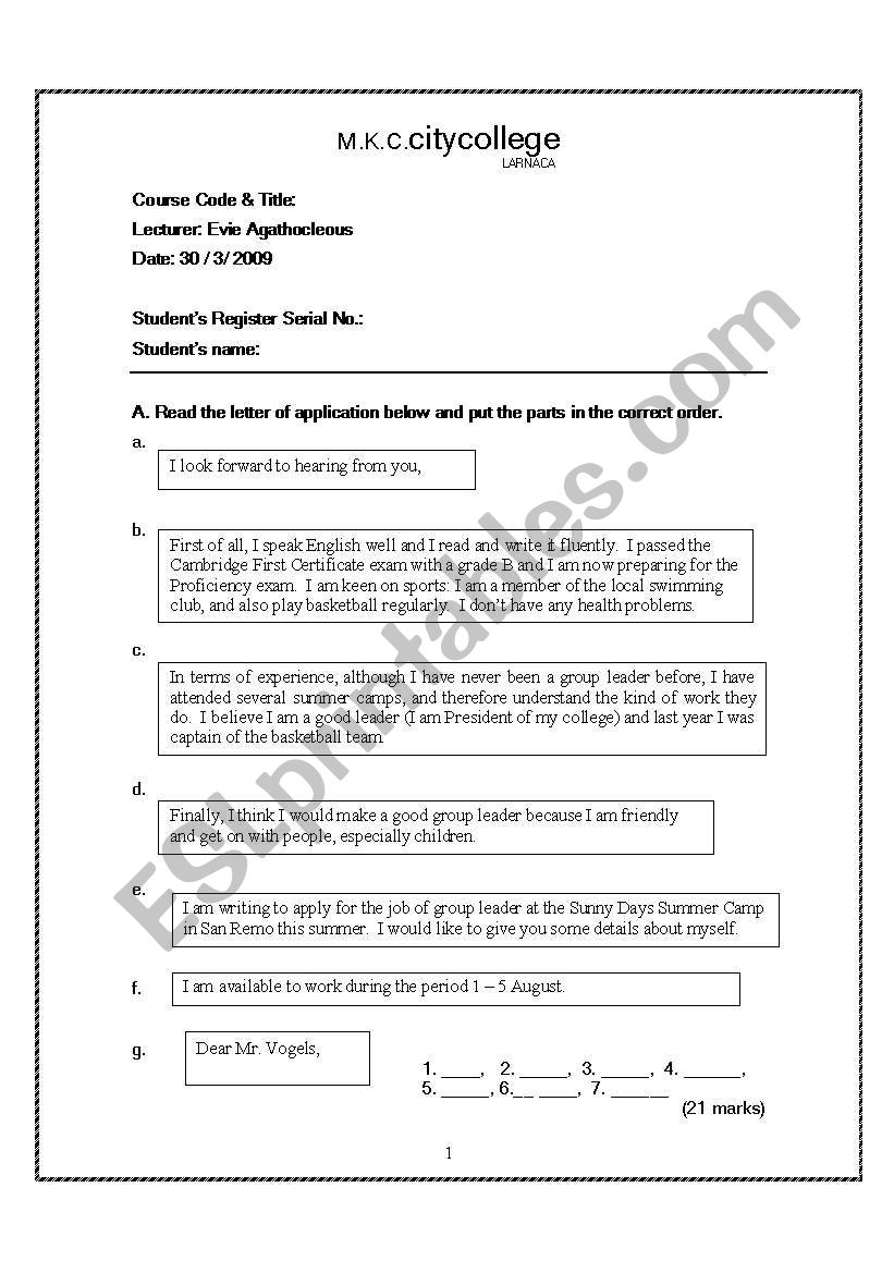 Revision Test for intermediate students