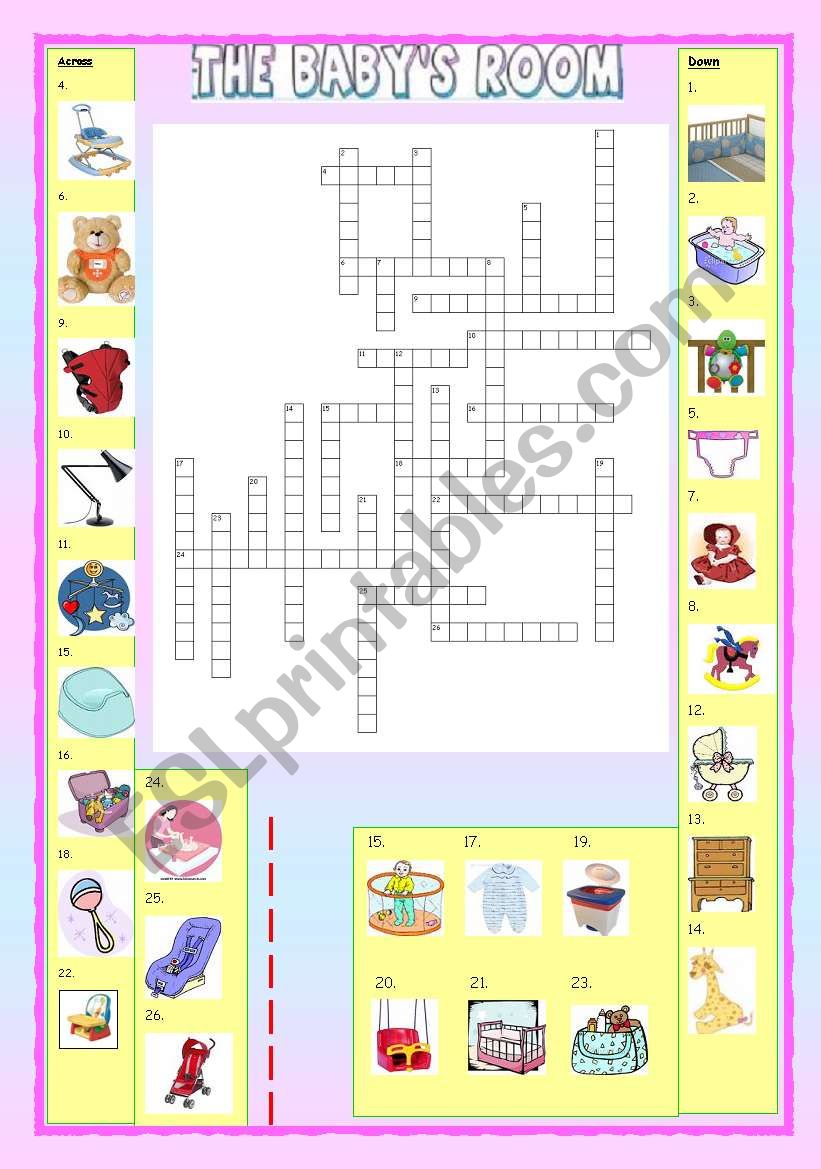 The babys room (crossword) worksheet