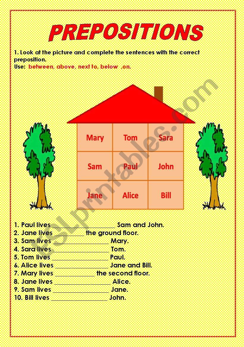 prepositions worksheet