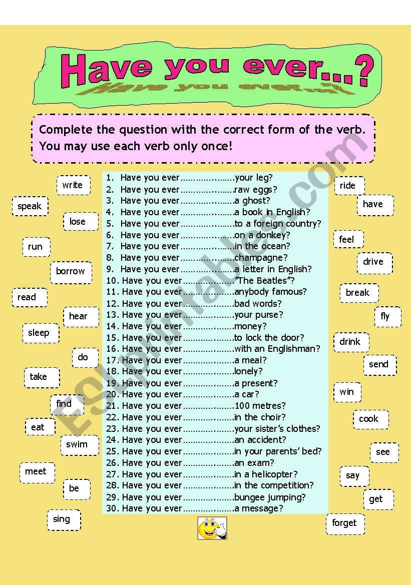 Have you ever...? worksheet