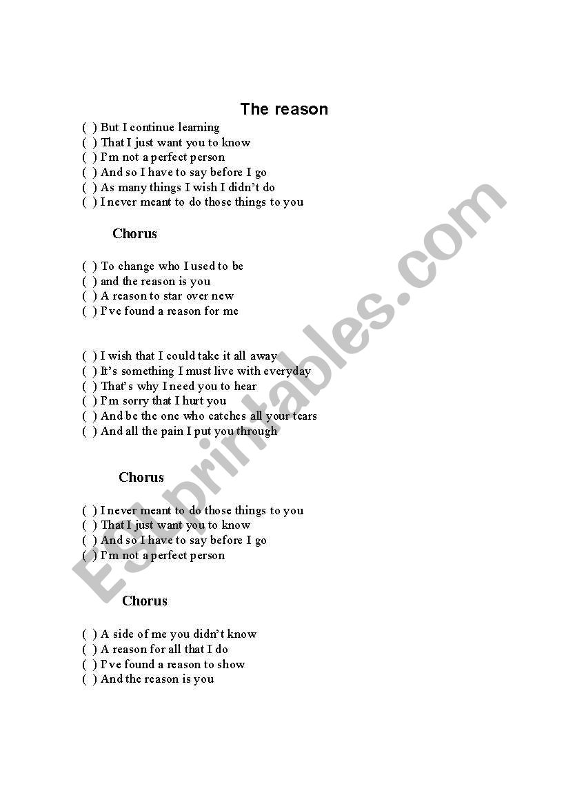  The reason  by Hoobastanklistening exercise