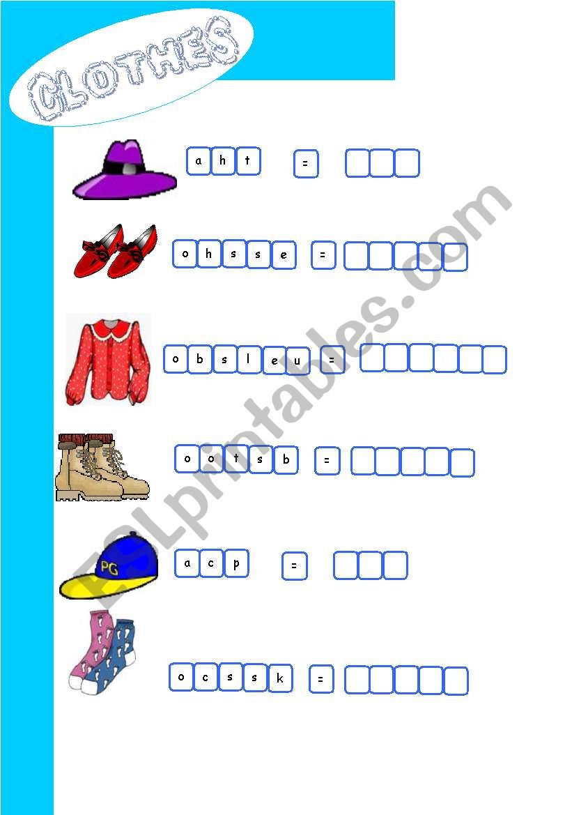 CLOTHES 1st part worksheet