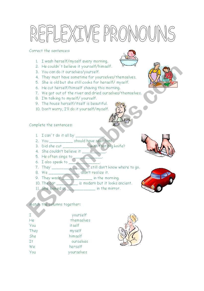 reflexive pronouns worksheet