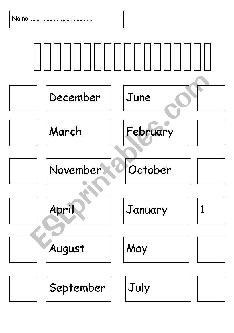 Months of the year test worksheet