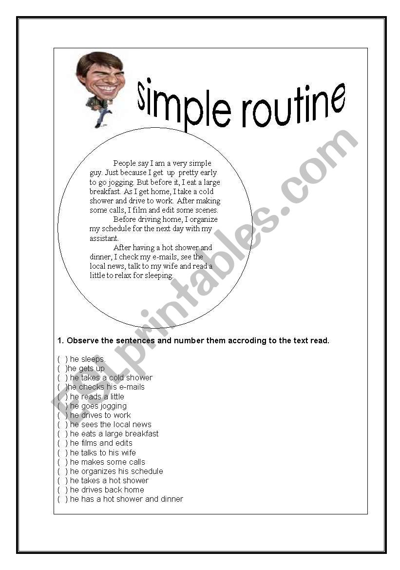 Simple Routine worksheet
