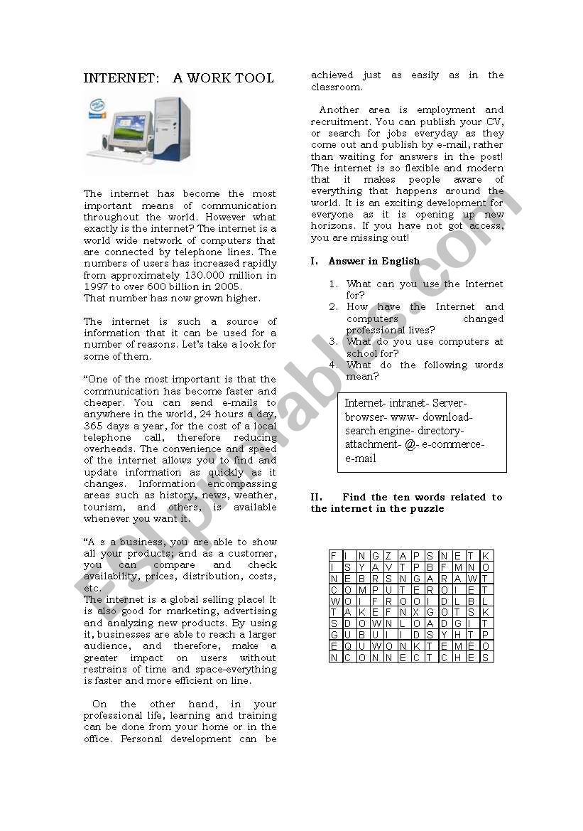 HOW TO CREATE A WEB PAGE worksheet