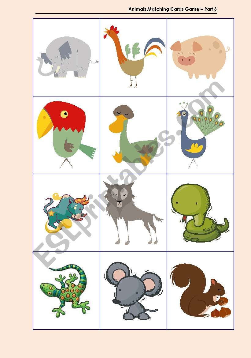 Animals Matching Cards Game  Part 3