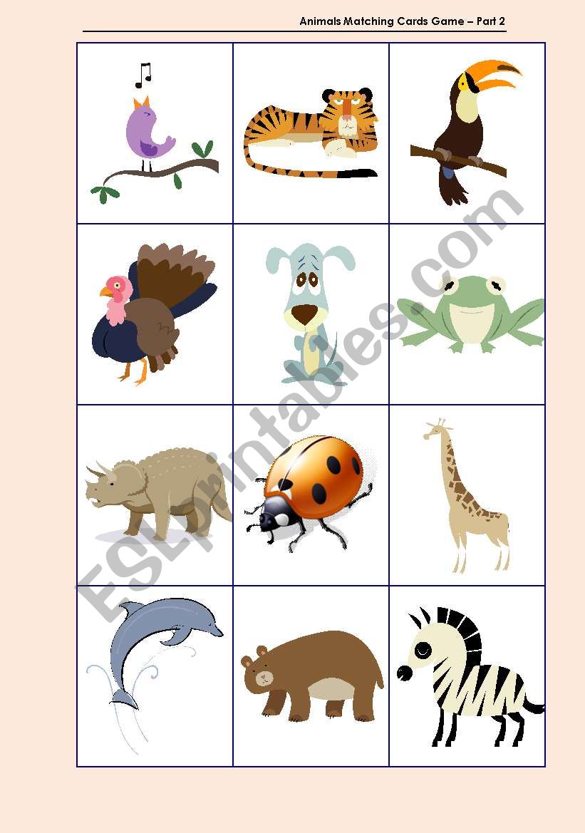 Animals Matching Cards Game  Part 2