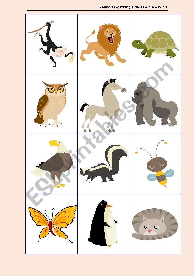 Animals Matching Cards Game  Part 1