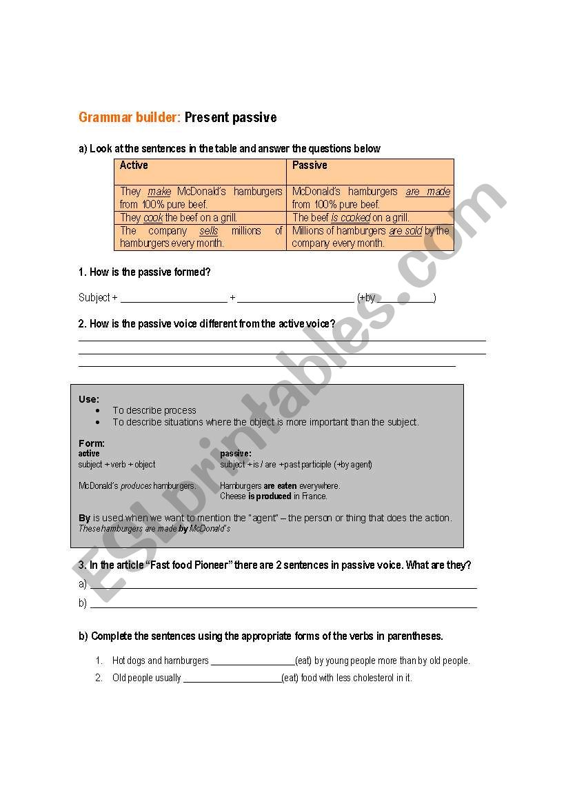 Passive Voice Present worksheet