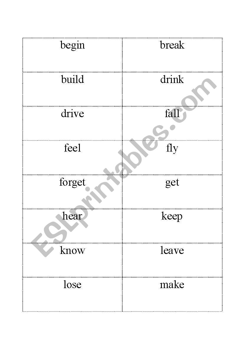 Irregular Verbs Flashcards worksheet