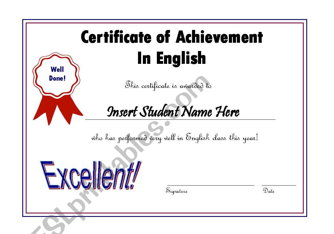 Editable Award Certificate English Maroon/Blue