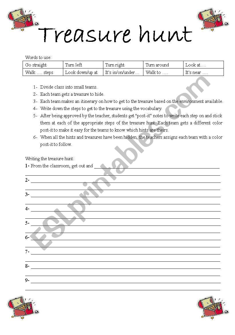 Treasure Hunt worksheet