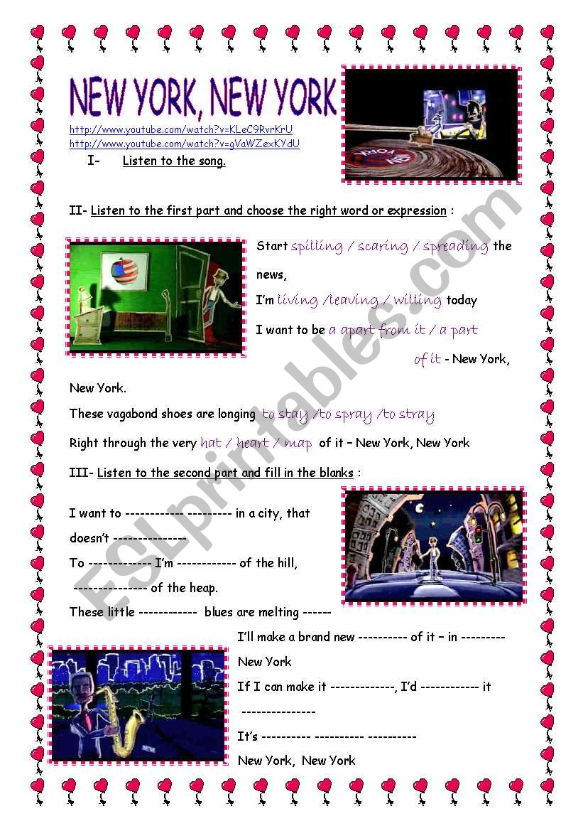 NEW YORK, NEW YORK worksheet