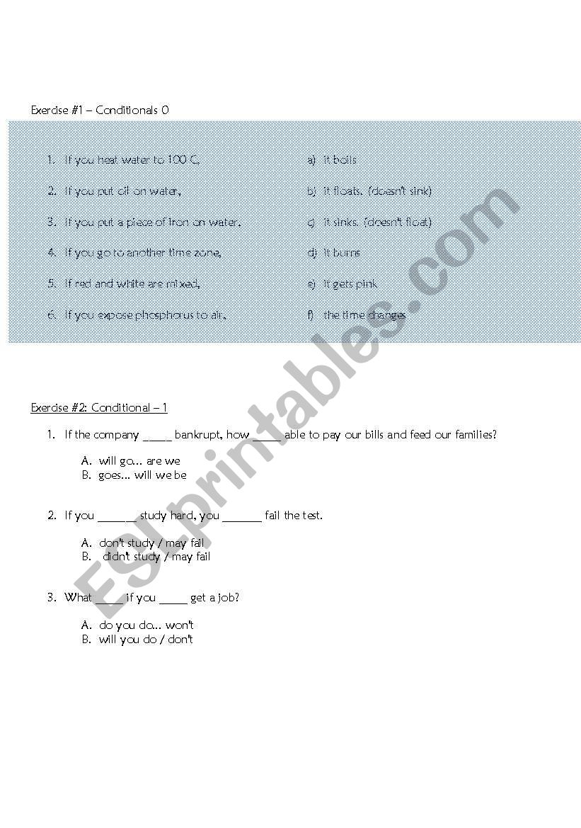 Conditionals Test for Type 0 and 1