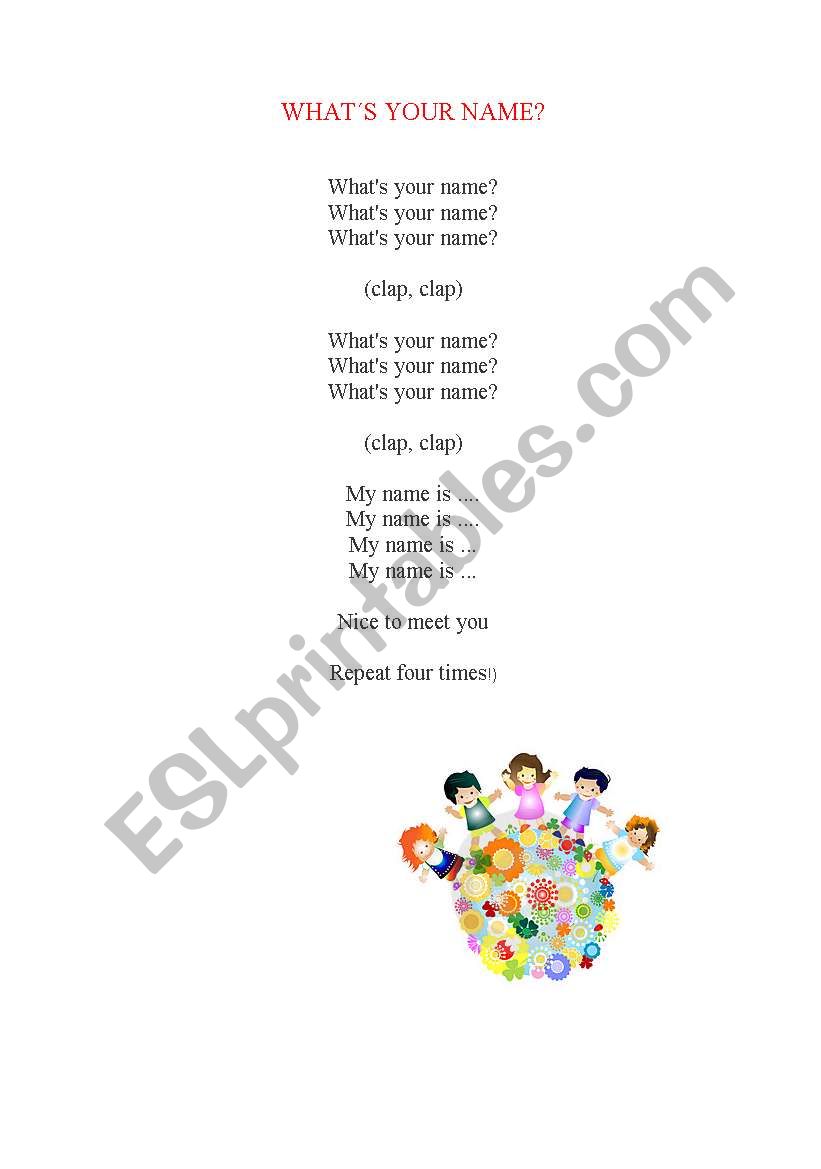 Whats your name song? worksheet
