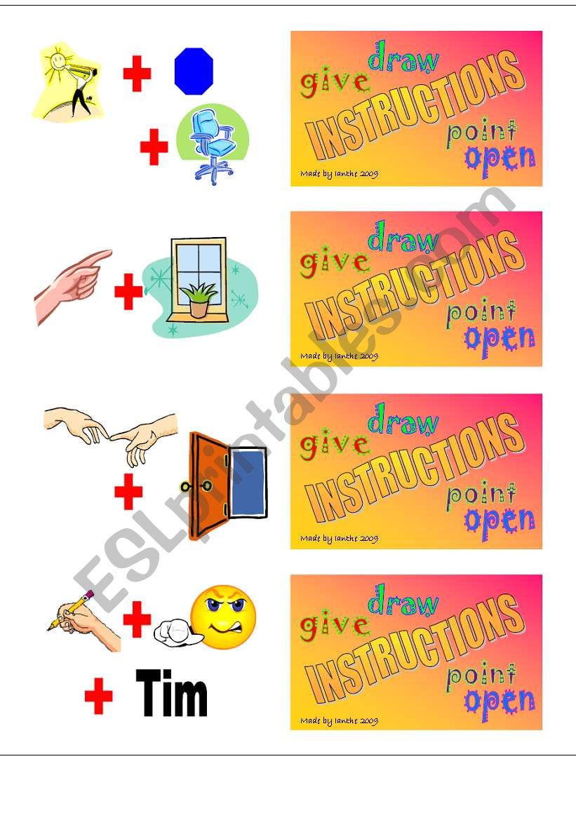 Classroom instructions - Picture Cards 1