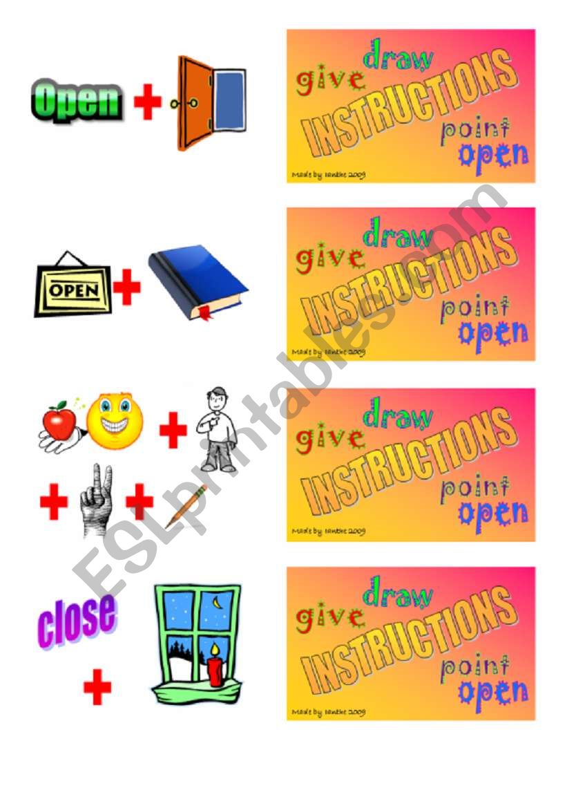 Classroom instructions - picture cards 2