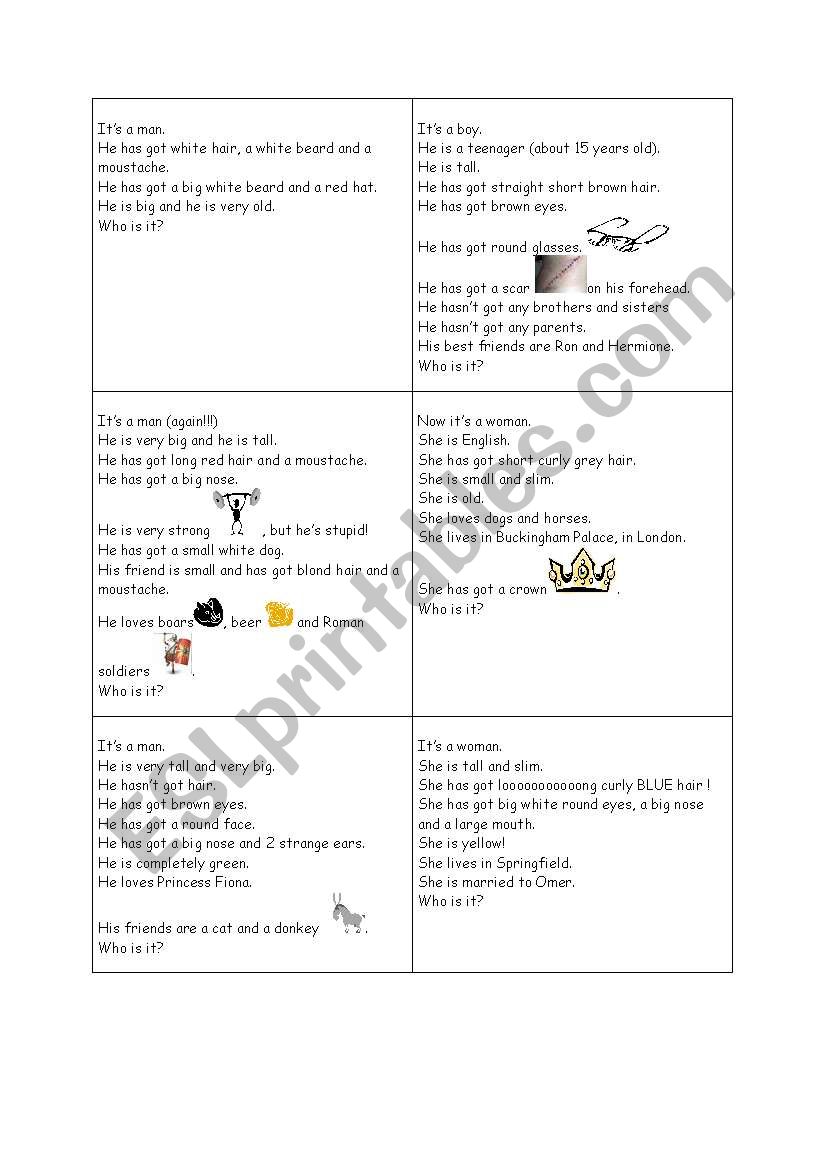 Who am I? worksheet