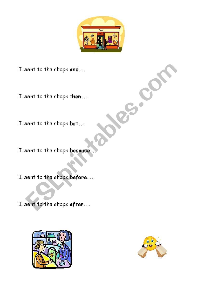 English Worksheets Conjunctions Mixed Sentence Completion