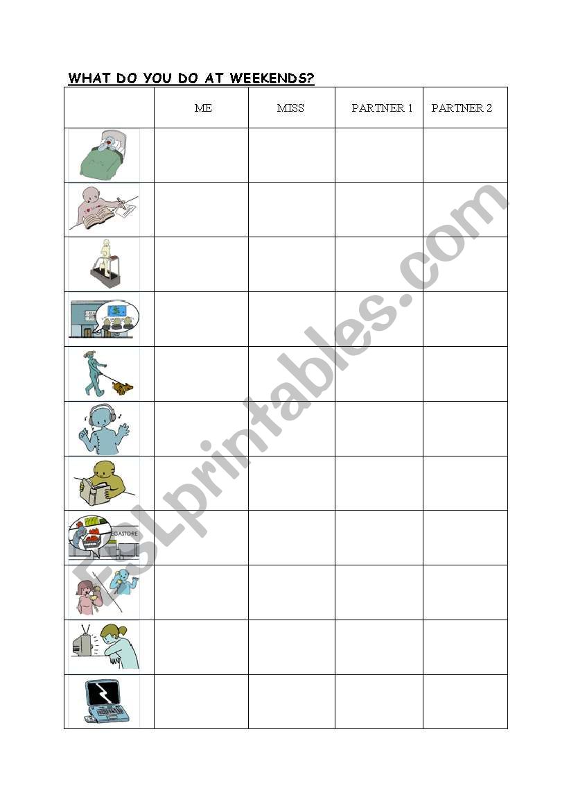 Weekend routine worksheet