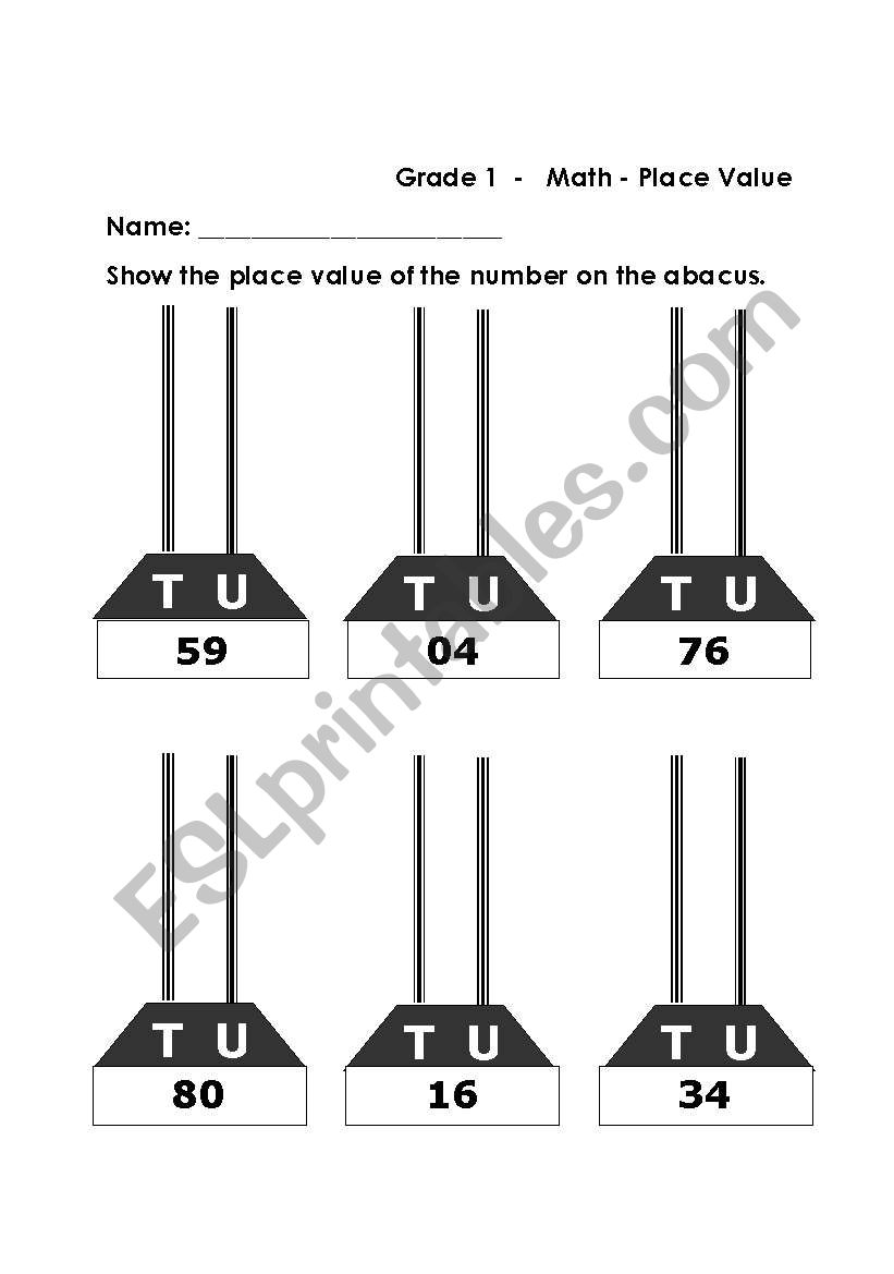 grade 1 math place value esl worksheet by asmajabbar